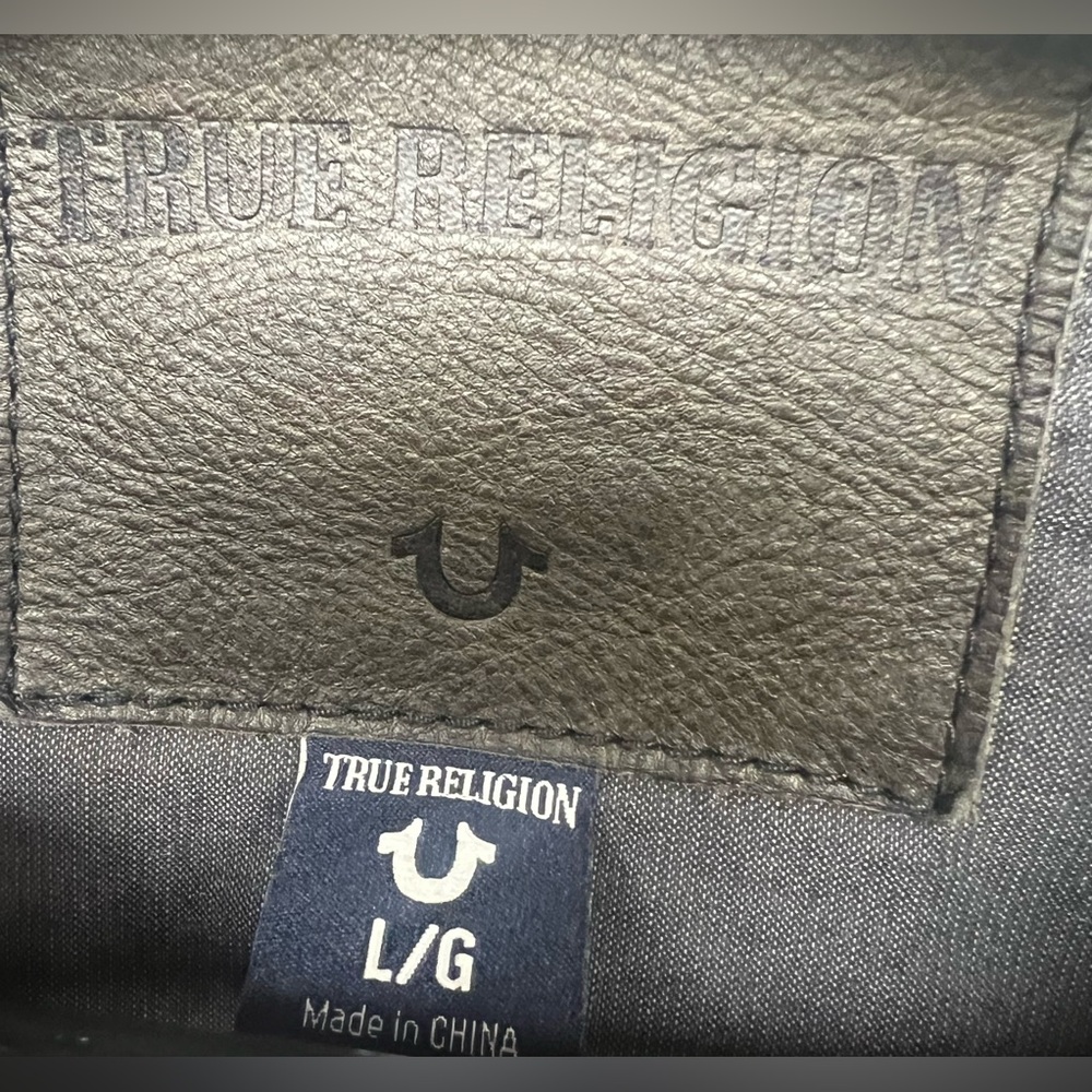 True Religion- Men's Black Denim Jacket,Distressed/Worn/Wash, Size:Large, Jimmy - Picture 3 of 9